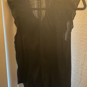 LOFT Black Embroidered Blouse